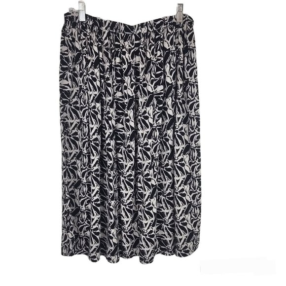 Blair Womens Skirt Black Cream Size L Rayon A Line Elastic Waist Career - Picture 1 of 6